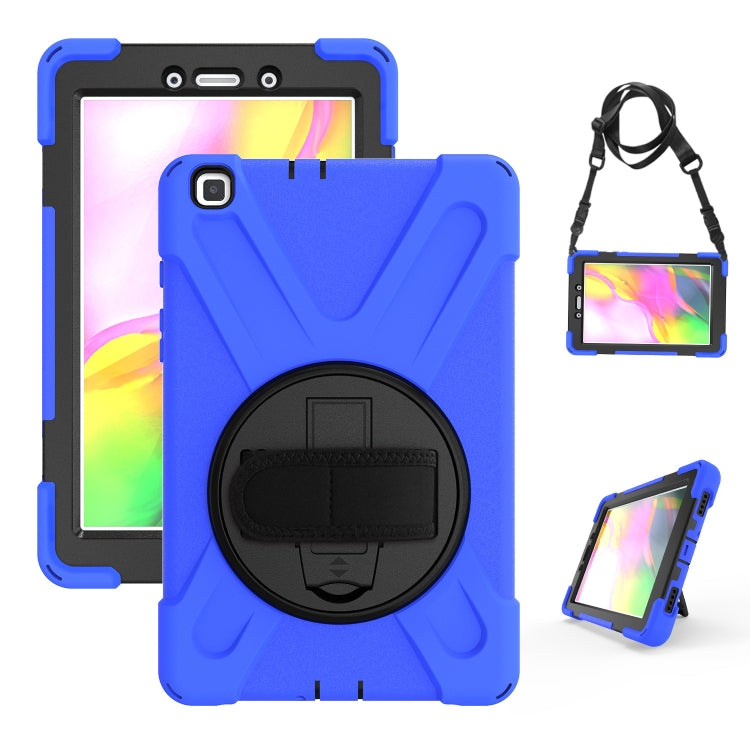 For Samsung Tab A 8.0(2019) T290 / T295 Shockproof Colorful Silicone + PC Protective Case with Holder & Hand Grip Strap