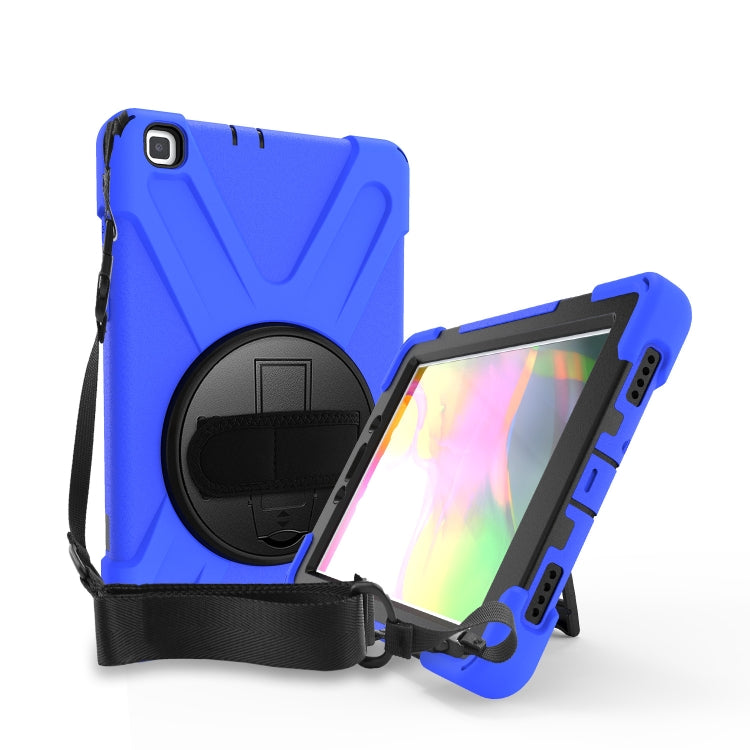 For Samsung Tab A 8.0(2019) T290 / T295 Shockproof Colorful Silicone + PC Protective Case with Holder & Hand Grip Strap