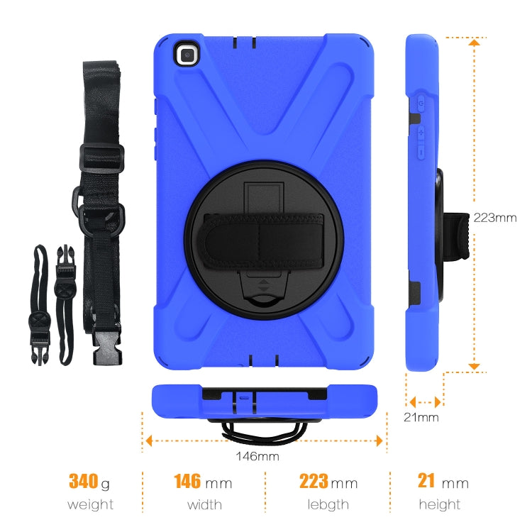 For Samsung Tab A 8.0(2019) T290 / T295 Shockproof Colorful Silicone + PC Protective Case with Holder & Hand Grip Strap