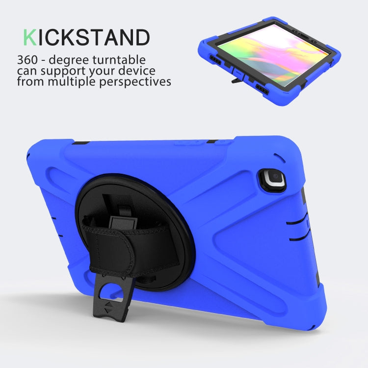 For Samsung Tab A 8.0(2019) T290 / T295 Shockproof Colorful Silicone + PC Protective Case with Holder & Hand Grip Strap