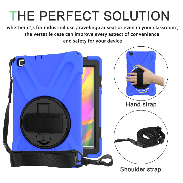 For Samsung Tab A 8.0(2019) T290 / T295 Shockproof Colorful Silicone + PC Protective Case with Holder & Hand Grip Strap