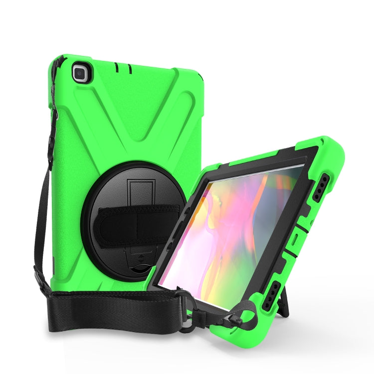For Samsung Tab A 8.0(2019) T290 / T295 Shockproof Colorful Silicone + PC Protective Case with Holder & Hand Grip Strap