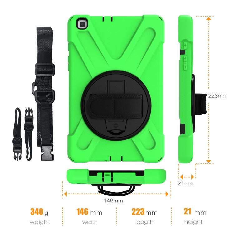For Samsung Tab A 8.0(2019) T290 / T295 Shockproof Colorful Silicone + PC Protective Case with Holder & Hand Grip Strap