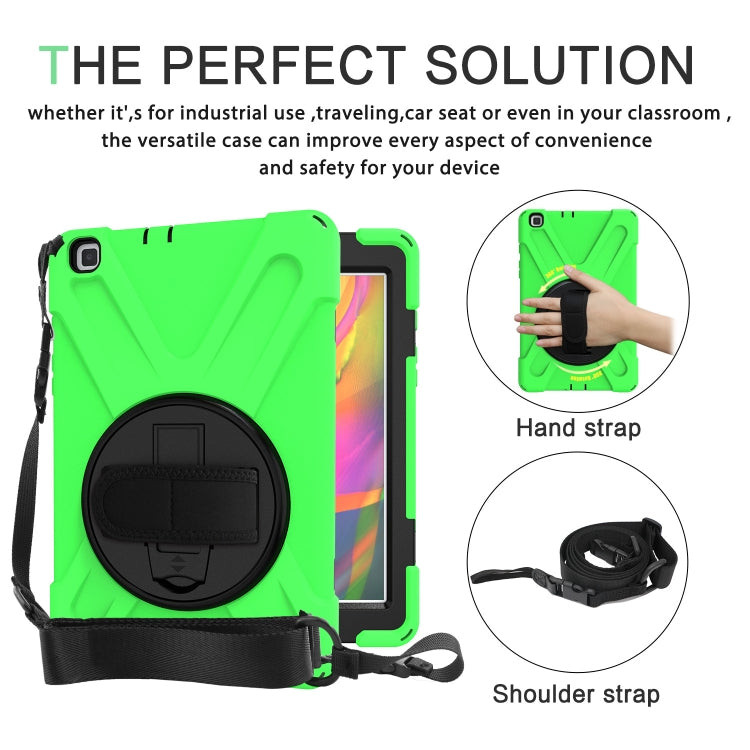 For Samsung Tab A 8.0(2019) T290 / T295 Shockproof Colorful Silicone + PC Protective Case with Holder & Hand Grip Strap