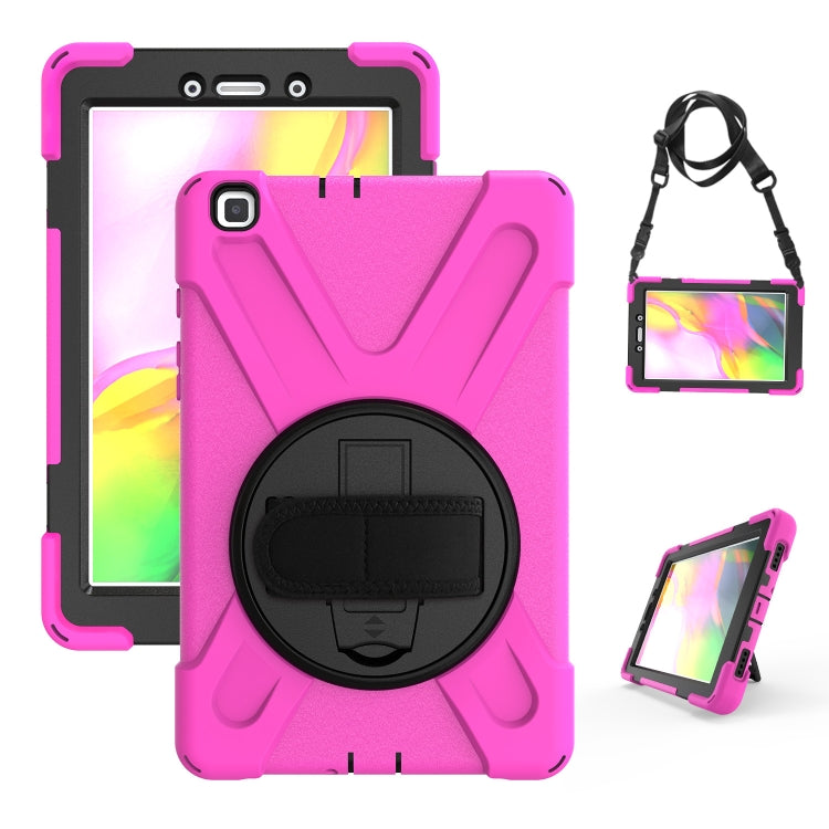For Samsung Tab A 8.0(2019) T290 / T295 Shockproof Colorful Silicone + PC Protective Case with Holder & Hand Grip Strap