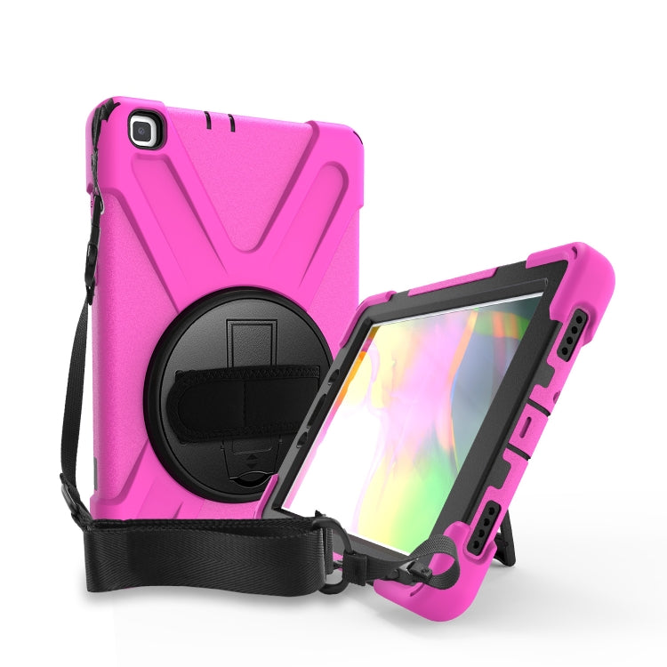 For Samsung Tab A 8.0(2019) T290 / T295 Shockproof Colorful Silicone + PC Protective Case with Holder & Hand Grip Strap