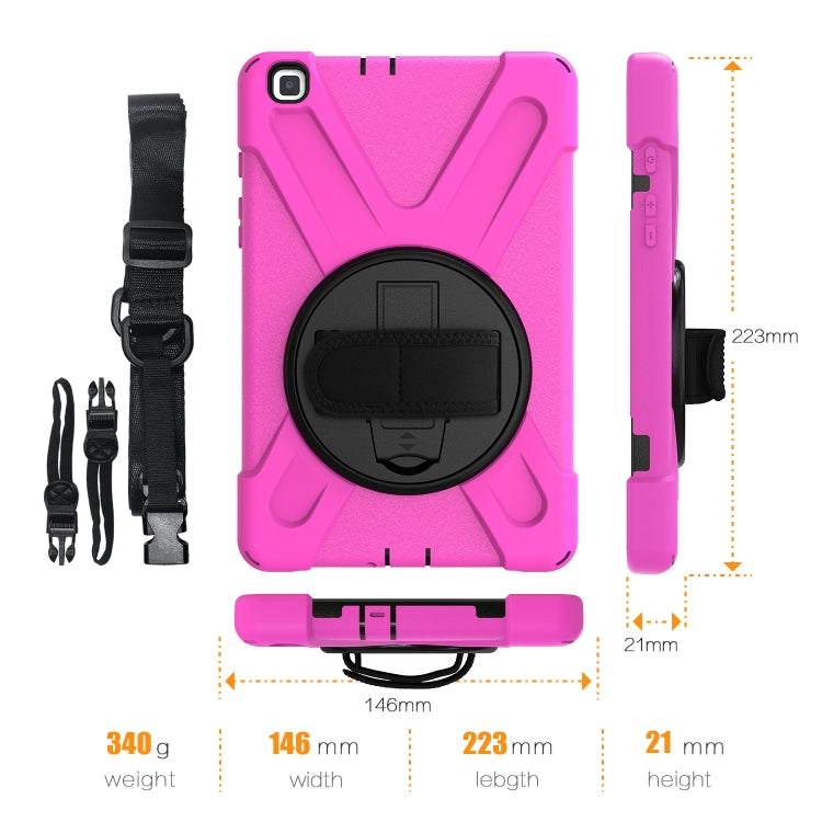 For Samsung Tab A 8.0(2019) T290 / T295 Shockproof Colorful Silicone + PC Protective Case with Holder & Hand Grip Strap