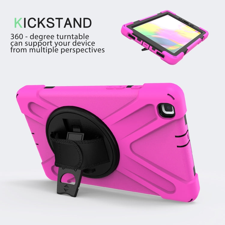 For Samsung Tab A 8.0(2019) T290 / T295 Shockproof Colorful Silicone + PC Protective Case with Holder & Hand Grip Strap