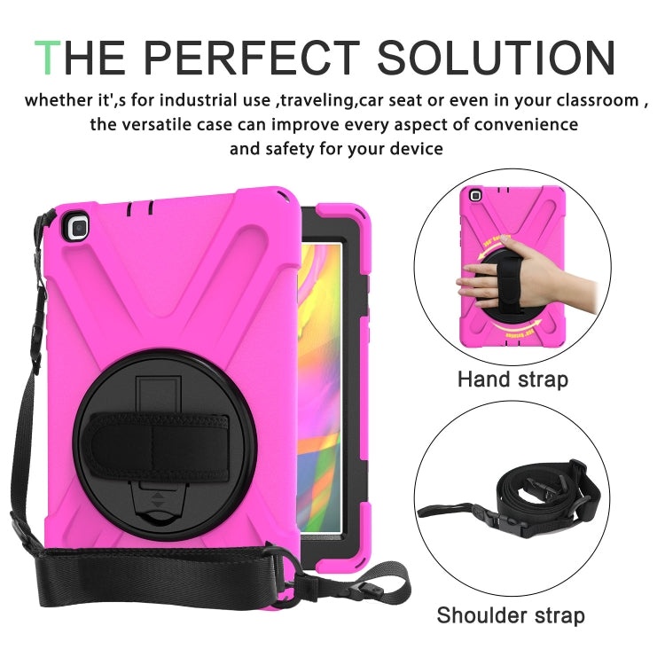 For Samsung Tab A 8.0(2019) T290 / T295 Shockproof Colorful Silicone + PC Protective Case with Holder & Hand Grip Strap