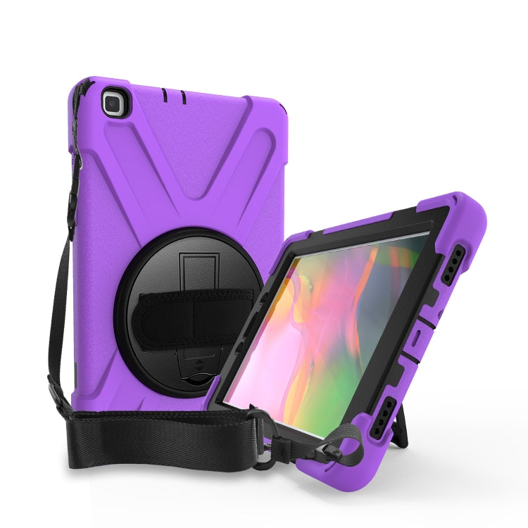 For Samsung Tab A 8.0(2019) T290 / T295 Shockproof Colorful Silicone + PC Protective Case with Holder & Hand Grip Strap