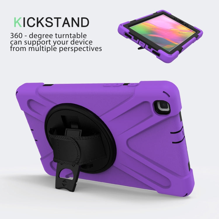 For Samsung Tab A 8.0(2019) T290 / T295 Shockproof Colorful Silicone + PC Protective Case with Holder & Hand Grip Strap