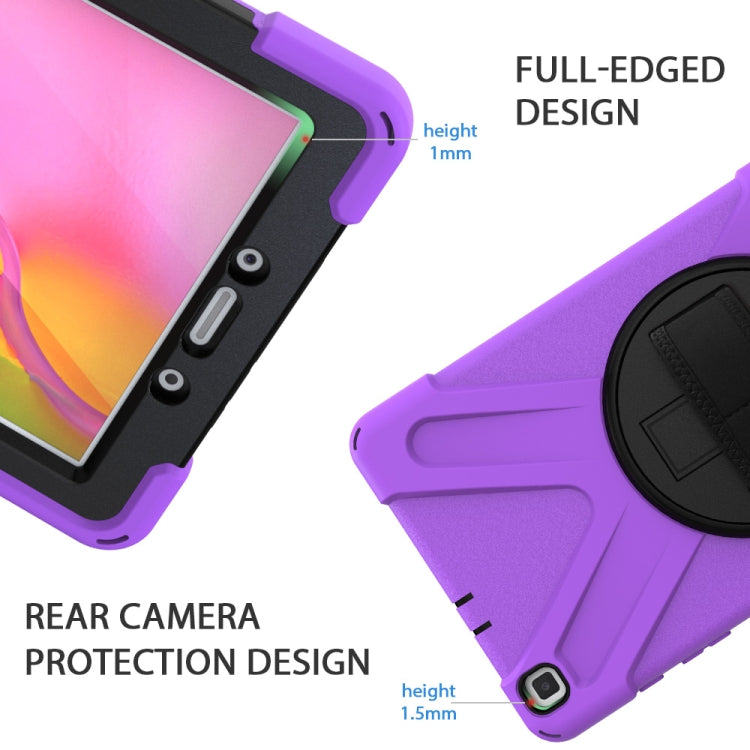 For Samsung Tab A 8.0(2019) T290 / T295 Shockproof Colorful Silicone + PC Protective Case with Holder & Hand Grip Strap