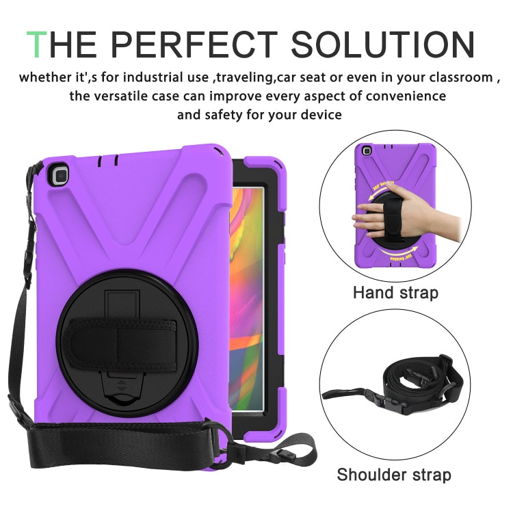 For Samsung Tab A 8.0(2019) T290 / T295 Shockproof Colorful Silicone + PC Protective Case with Holder & Hand Grip Strap