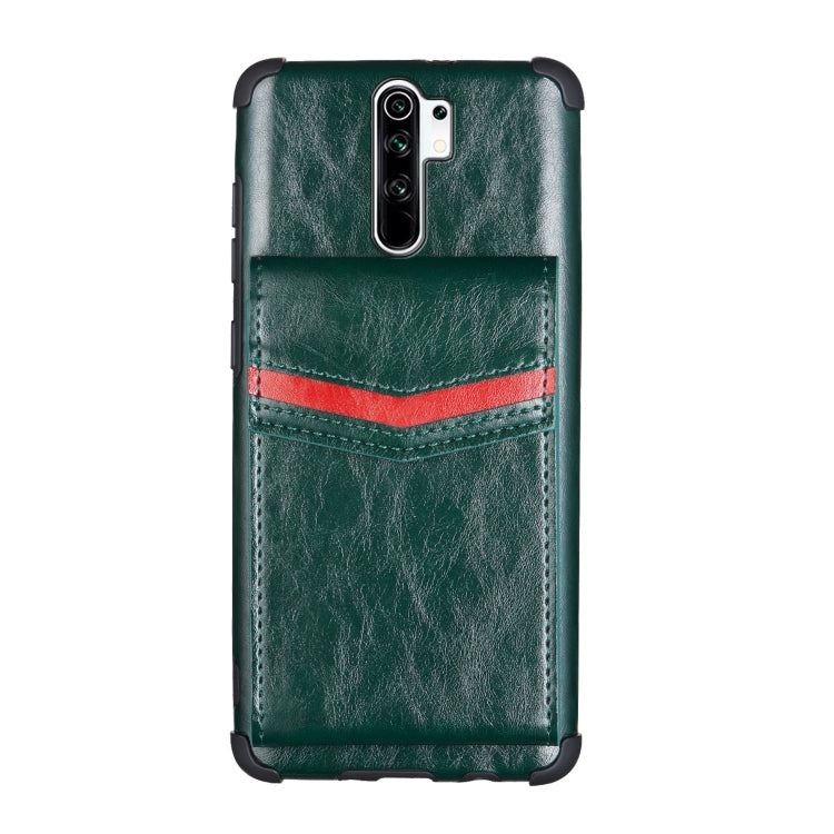 For Xiaomi Redmi 9 Flip Card Bag Copper Buckle TPU + PU Leather Back Cover Shockproof Case with Card Slots & Photo Frame