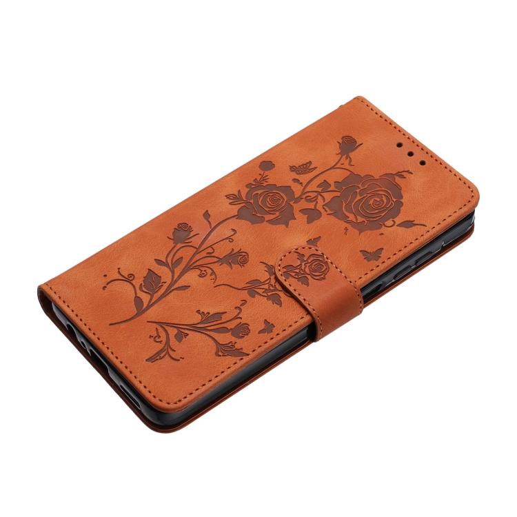 For Samsung Galaxy F16 Rose Flower Embossing Pattern Leather Phone Case