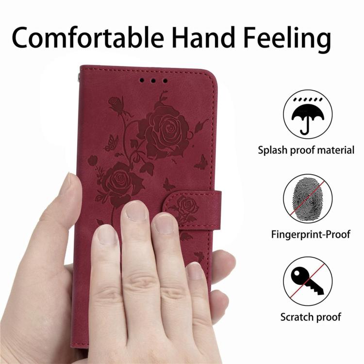 For Samsung Galaxy M52 Rose Flower Embossing Pattern Leather Phone Case
