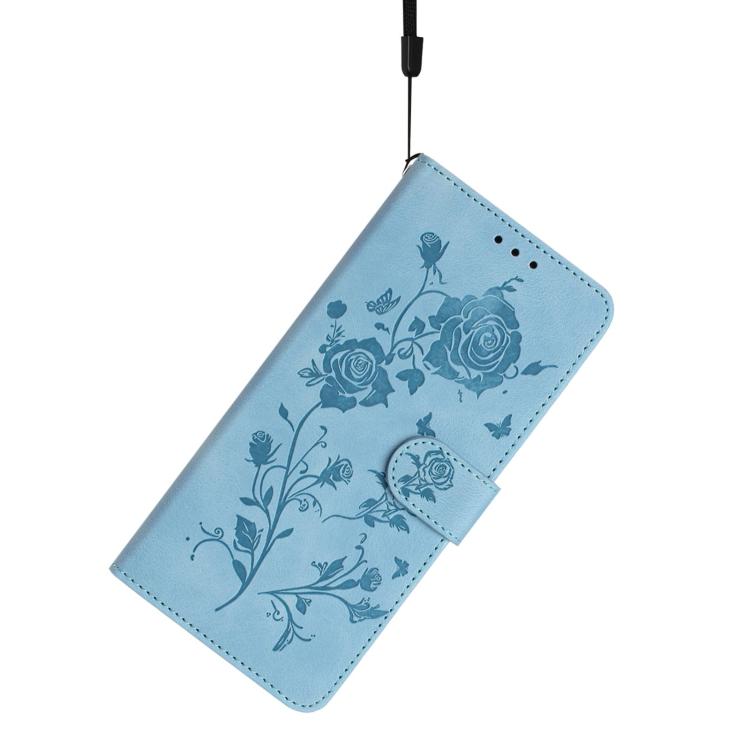 For Samsung Galaxy F06 Rose Flower Embossing Pattern Leather Phone Case