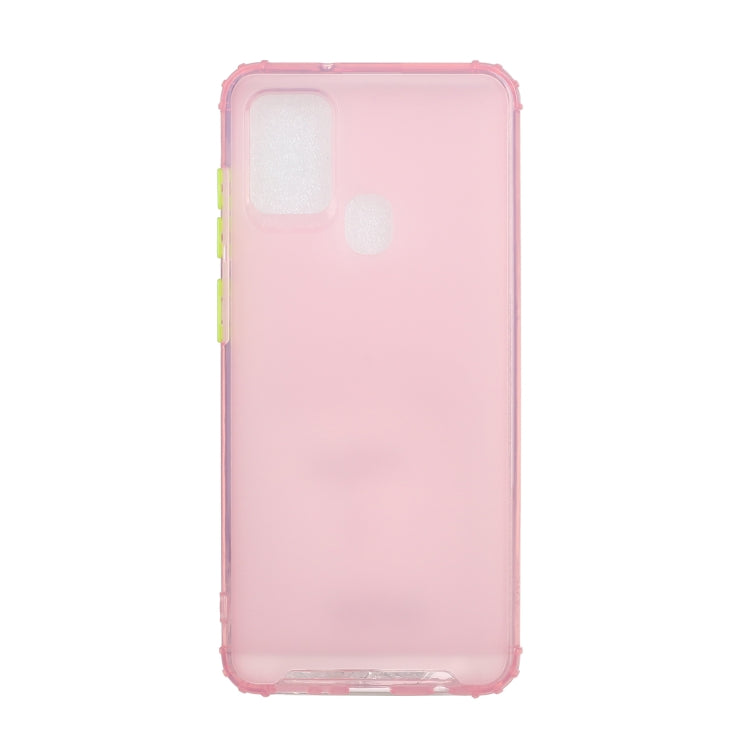 For Samsung Galaxy A21s Color Button Translucent Frosted TPU Four-corner Airbag Shockproof Case