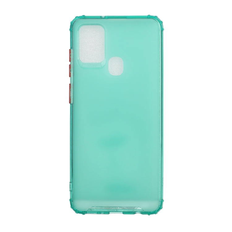 For Samsung Galaxy A21s Color Button Translucent Frosted TPU Four-corner Airbag Shockproof Case