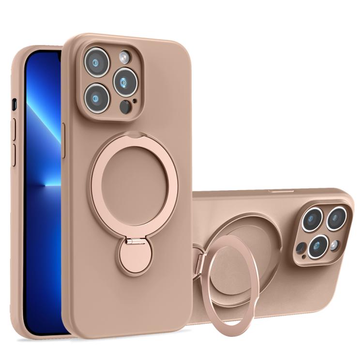 For iPhone 13 Pro Max Liquid Silicone MagSafe Holder Phone Case
