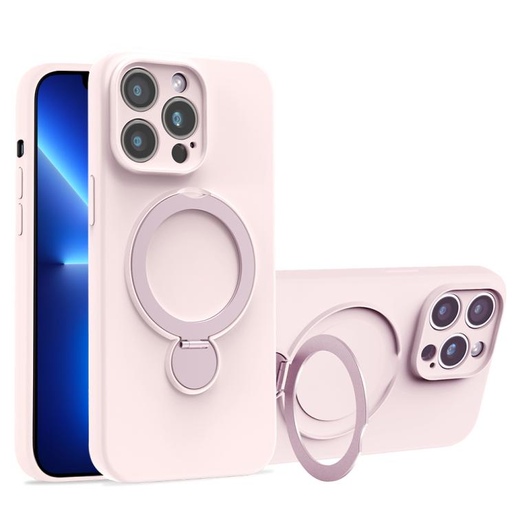 For iPhone 13 Pro Max Liquid Silicone MagSafe Holder Phone Case