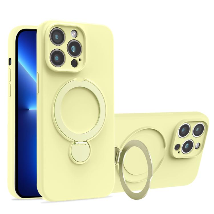 For iPhone 13 Pro Max Liquid Silicone MagSafe Holder Phone Case