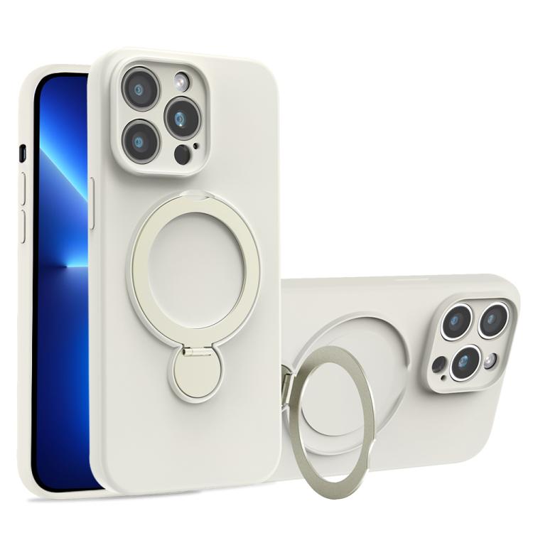 For iPhone 13 Pro Max Liquid Silicone MagSafe Holder Phone Case