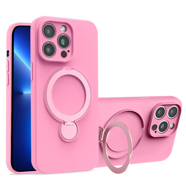For iPhone 13 Pro Max Liquid Silicone MagSafe Holder Phone Case