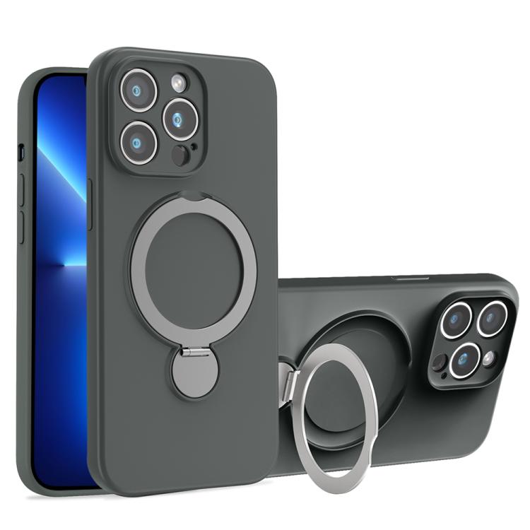For iPhone 13 Pro Max Liquid Silicone MagSafe Holder Phone Case