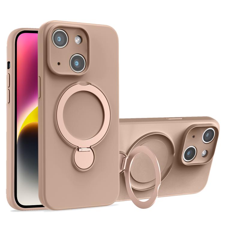 For iPhone 14 Liquid Silicone MagSafe Holder Phone Case