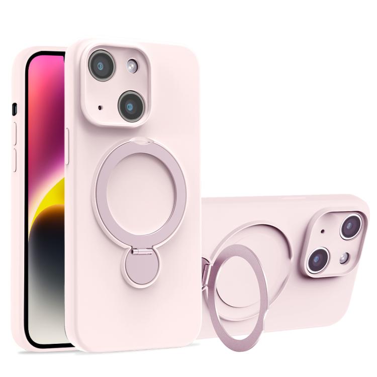 For iPhone 14 Liquid Silicone MagSafe Holder Phone Case