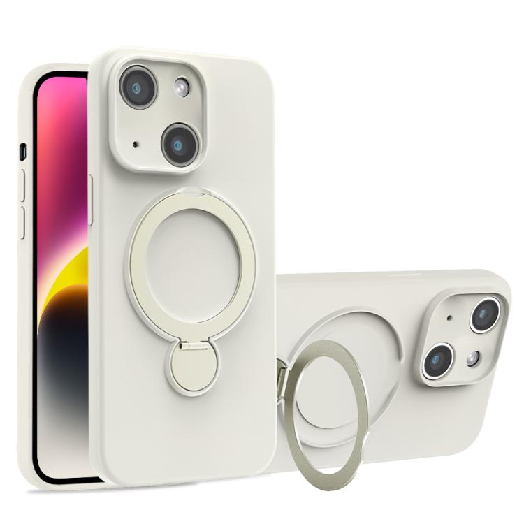 For iPhone 14 Liquid Silicone MagSafe Holder Phone Case