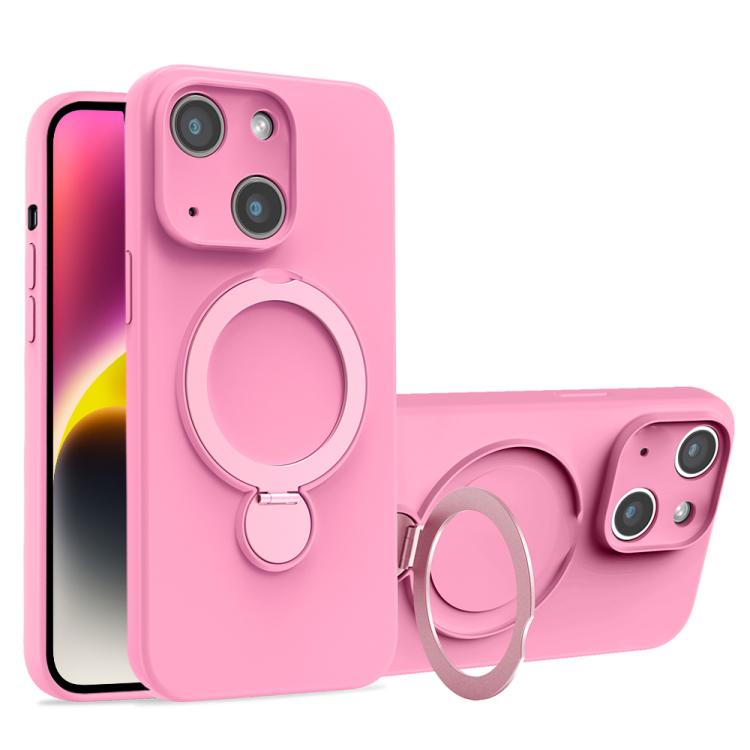 For iPhone 14 Liquid Silicone MagSafe Holder Phone Case