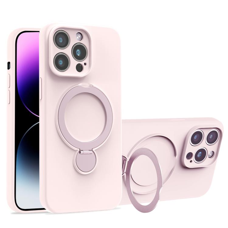 For iPhone 14 Pro Liquid Silicone MagSafe Holder Phone Case
