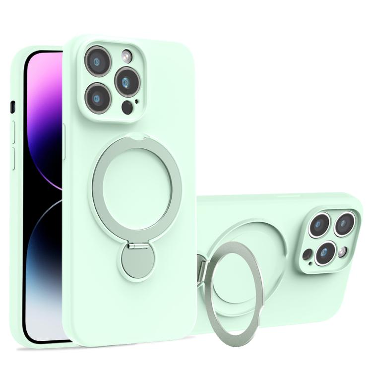 For iPhone 14 Pro Liquid Silicone MagSafe Holder Phone Case