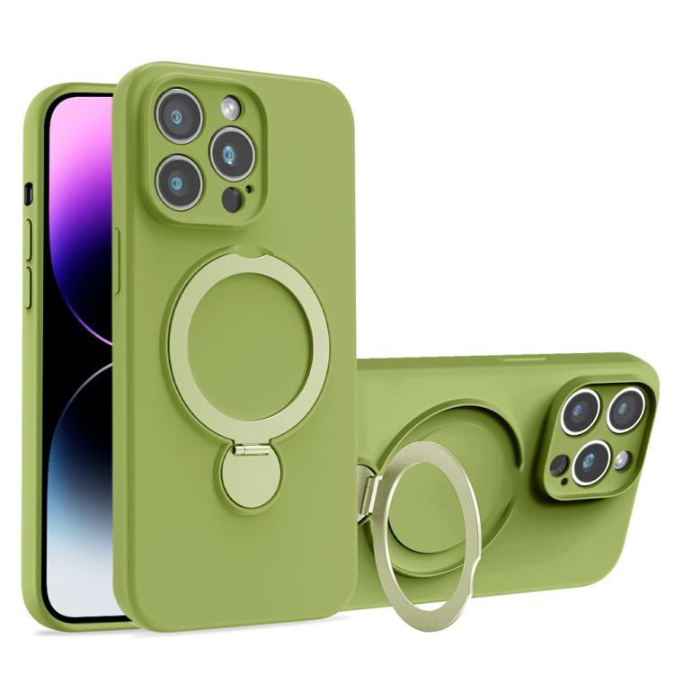 For iPhone 14 Pro Liquid Silicone MagSafe Holder Phone Case