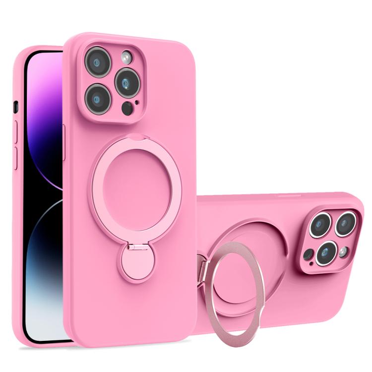 For iPhone 14 Pro Max Liquid Silicone MagSafe Holder Phone Case