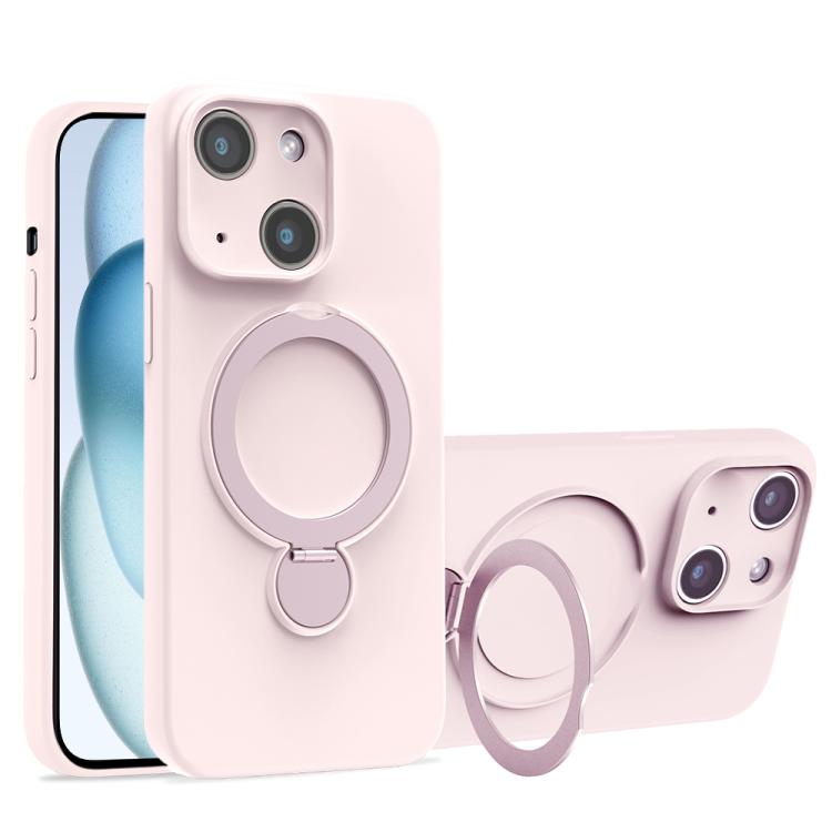 For iPhone 15 Liquid Silicone MagSafe Holder Phone Case