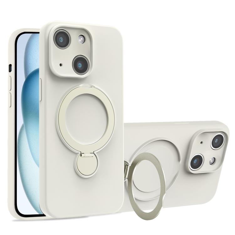 For iPhone 15 Liquid Silicone MagSafe Holder Phone Case