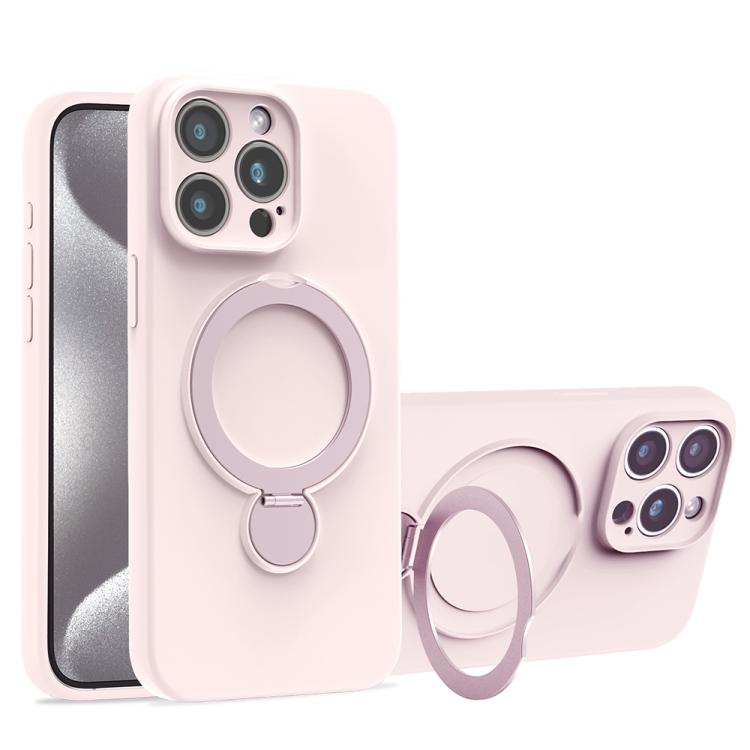 For iPhone 15 Pro Max Liquid Silicone MagSafe Holder Phone Case