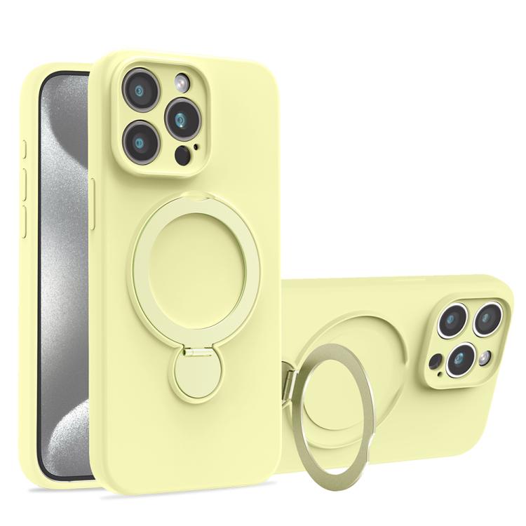 For iPhone 15 Pro Max Liquid Silicone MagSafe Holder Phone Case