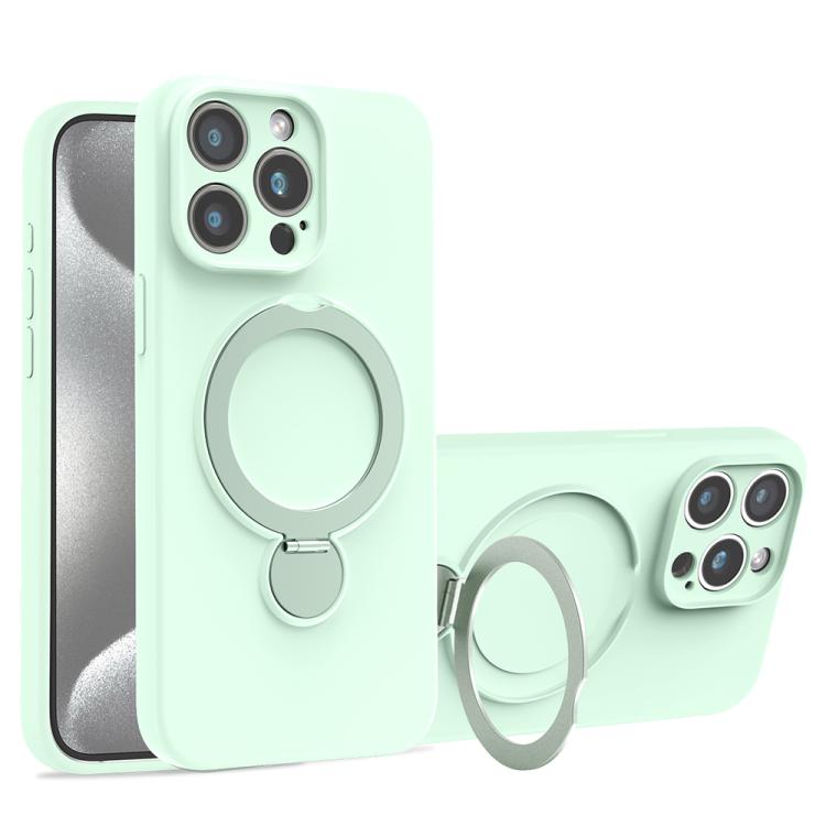 For iPhone 15 Pro Max Liquid Silicone MagSafe Holder Phone Case