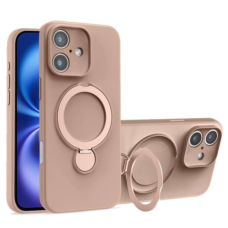 For iPhone 16 Liquid Silicone MagSafe Holder Phone Case