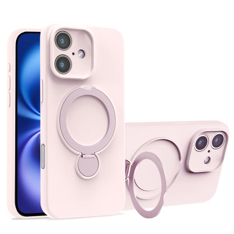 For iPhone 16 Liquid Silicone MagSafe Holder Phone Case