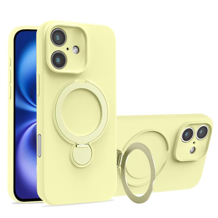 For iPhone 16 Liquid Silicone MagSafe Holder Phone Case
