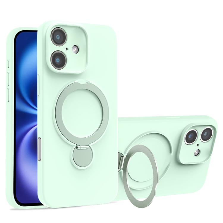 For iPhone 16 Liquid Silicone MagSafe Holder Phone Case