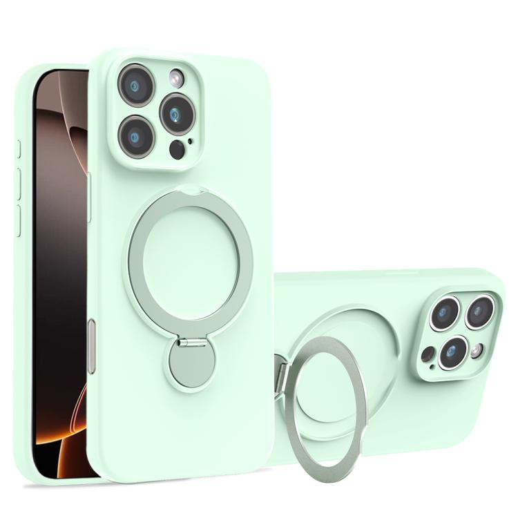 For iPhone 16 Pro Liquid Silicone MagSafe Holder Phone Case