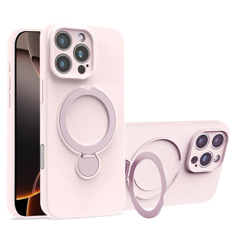 For iPhone 16 Pro Max Liquid Silicone MagSafe Holder Phone Case