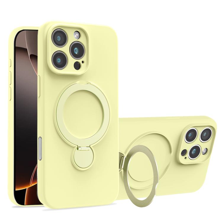 For iPhone 16 Pro Max Liquid Silicone MagSafe Holder Phone Case