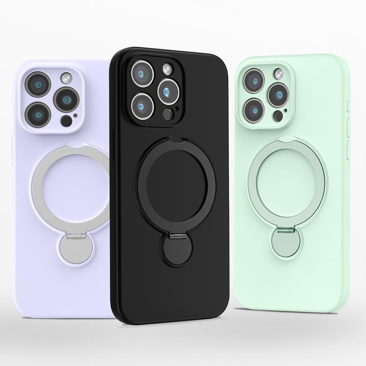 For iPhone 14 Pro Liquid Silicone MagSafe Holder Phone Case